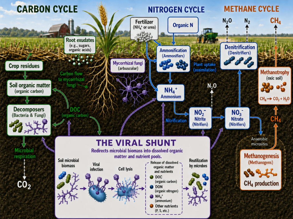 Nitrogen and carbon cycles interaction in soil